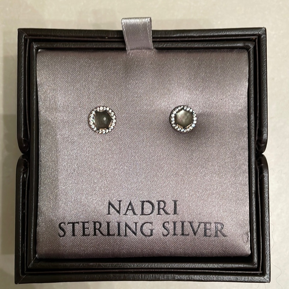 Nadri Rhodium plated sterling silver CZ earrings